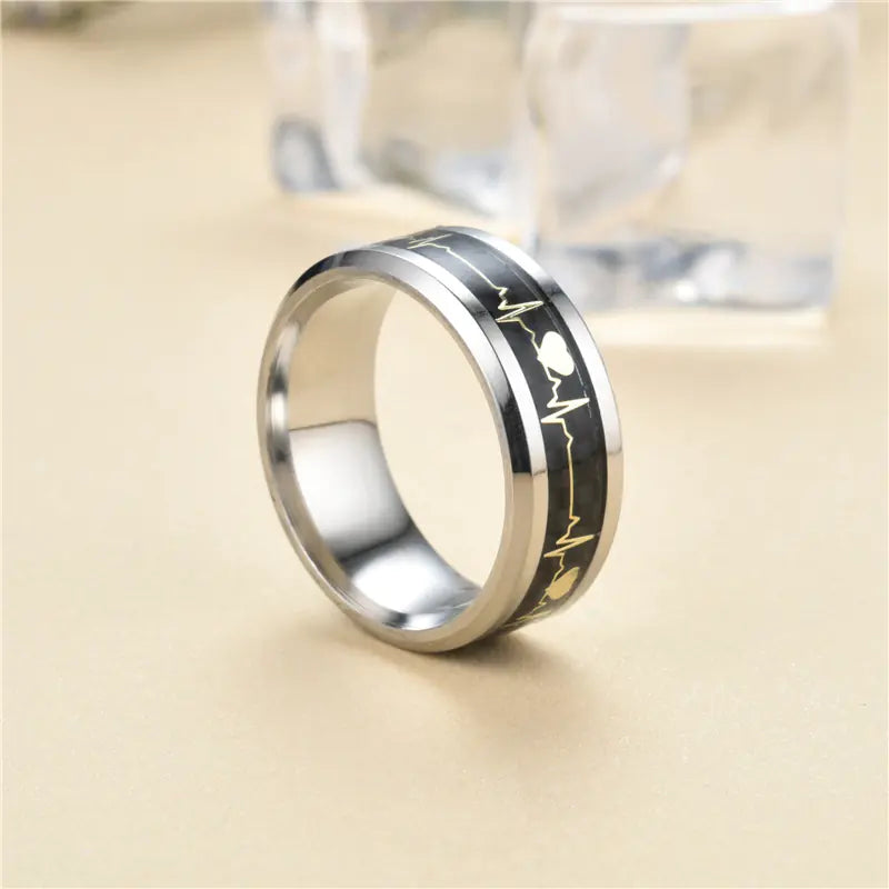 Chic ECG Fashion Rings in Stainless Steel