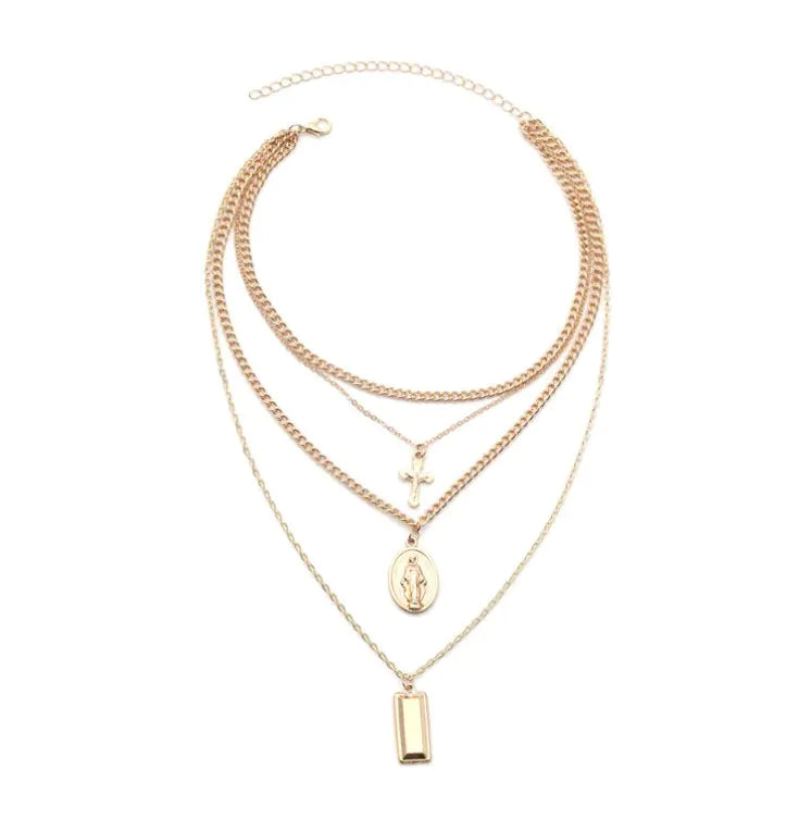 Gold & Silver Cross Necklace Quartet