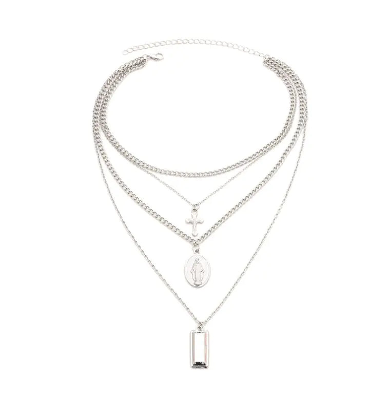 Gold & Silver Cross Necklace Quartet