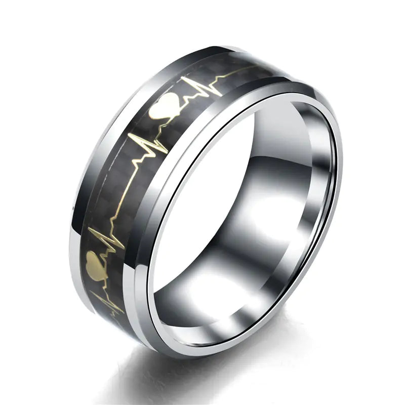 Chic ECG Fashion Rings in Stainless Steel