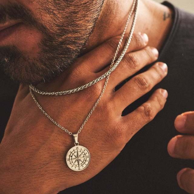 Men's Compass  Necklace